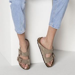 Birkenstock Arizona Taupe Suede soft sole size 38N